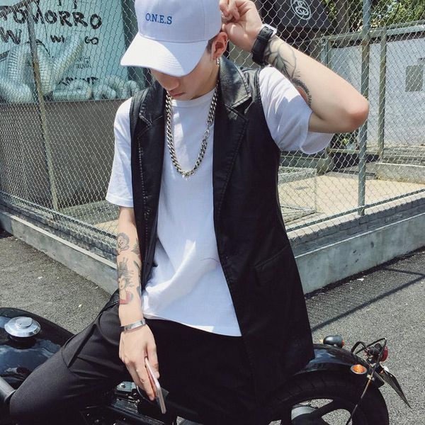men's vests s-6xl 2021 fashion spring and autumn sleeveless medium-long leather vest clothing slim plus size costumes, Black;white
men's vests s-6xl 2021 fashion spring and autumn sleeveless medium-long leather vest clothing slim plus size costumes, Black;white