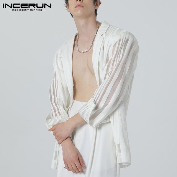 men's suits & blazers men casual blazer lapel long sleeve striped patchwork see through streetwear fashion thin coats s-5xl incerun, White;black
men's suits & blazers men casual blazer lapel long sleeve striped patchwork see through streetwear fashion thin coats s-5xl incerun, White;black