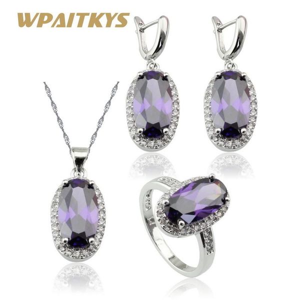 earrings & necklace wpaitkys oval purple stones silver color bridal jewelry sets for women pendant ring gift box
earrings & necklace wpaitkys oval purple stones silver color bridal jewelry sets for women pendant ring gift box