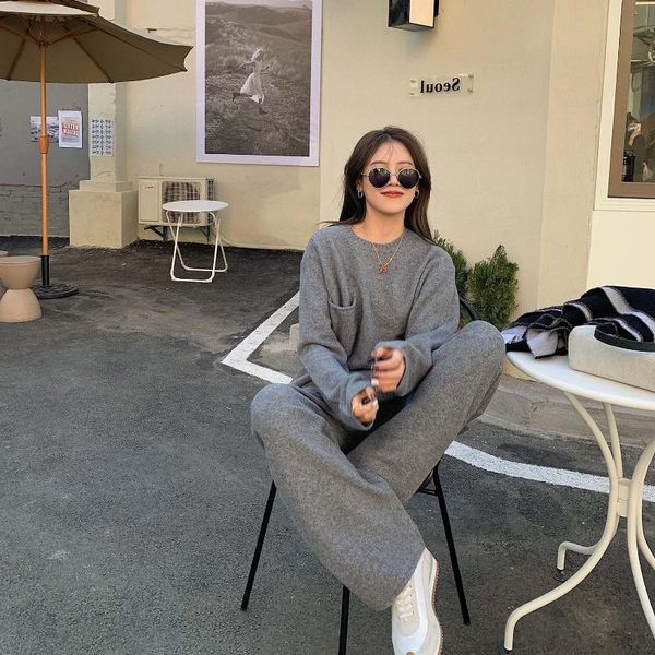 women's two piece pants set pullover sweater knitted tracksuit women autumn winter crewneck wide leg straight pant suit harajuku cloth, White
women's two piece pants set pullover sweater knitted tracksuit women autumn winter crewneck wide leg straight pant suit harajuku cloth, White