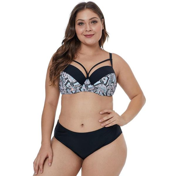 women's swimwear sale bikini plus size swimsuit split chic printed panel large bust push-up bathing suit women, White;black
women's swimwear sale bikini plus size swimsuit split chic printed panel large bust push-up bathing suit women, White;black