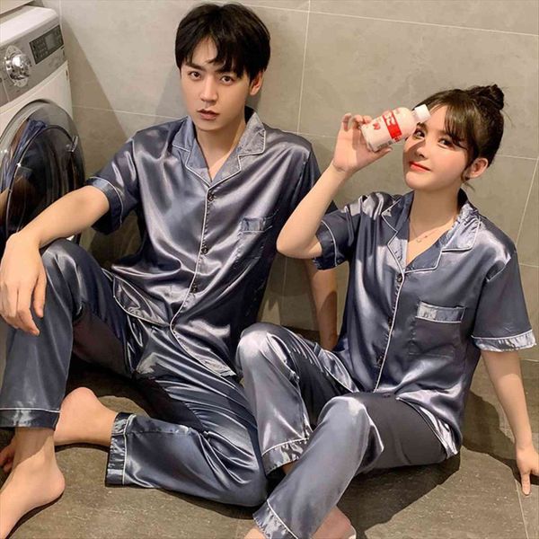 summer solid color satin women sleepwear pajamas couple set short sleeve trousers button down lovers plus size pj pyjamas, Black;red
summer solid color satin women sleepwear pajamas couple set short sleeve trousers button down lovers plus size pj pyjamas, Black;red