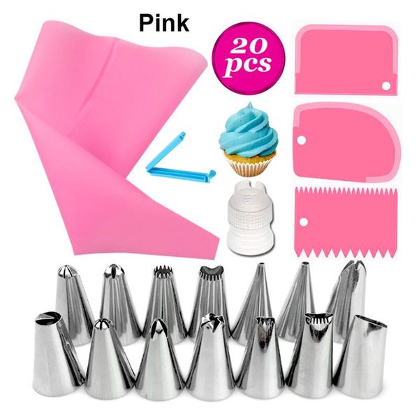 baking & pastry tools 20pcs/set cake decorating kit piping bag icing tips scraper for supplies i88
baking & pastry tools 20pcs/set cake decorating kit piping bag icing tips scraper for supplies i88