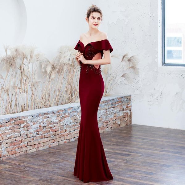 new illusion 2021 appliques beaded long burgundy evening es off the shoulder elegant buttons prom party robe de soriee 2h4f, Black;red
new illusion 2021 appliques beaded long burgundy evening es off the shoulder elegant buttons prom party robe de soriee 2h4f, Black;red
