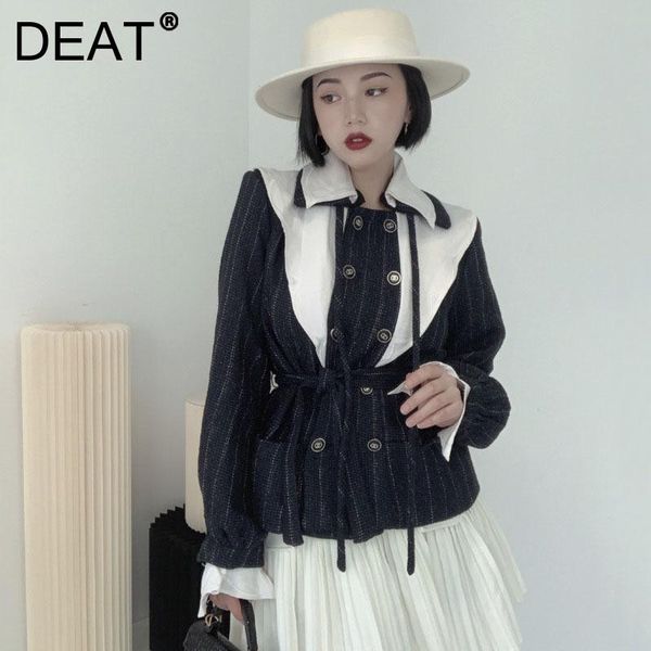 women's suits & blazers deat 2021 women fashion self-cultivation hit color lapel long sleeve patchwork bandage bow coat autumn and wint, White;black
women's suits & blazers deat 2021 women fashion self-cultivation hit color lapel long sleeve patchwork bandage bow coat autumn and wint, White;black