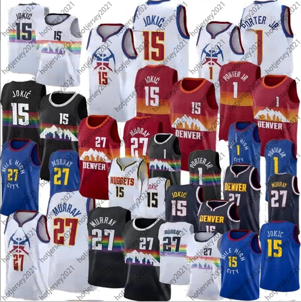 men basketball 15 jokic jersey jamal 27 murray 1 porter jr. city navy red blue white black shirt, Black;red
men basketball 15 jokic jersey jamal 27 murray 1 porter jr. city navy red blue white black shirt, Black;red