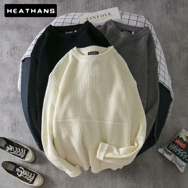 men's sweaters ins japanese simple couple pullover sweater korean loose men women autumn winter handsome warm knitwear, White;black
men's sweaters ins japanese simple couple pullover sweater korean loose men women autumn winter handsome warm knitwear, White;black