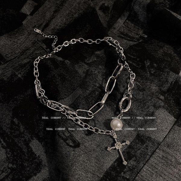 chokers 2021 trend fashion punk hip hop necklace for women double chain cross zircon pearl clavicle holiday gift jewelry wholesale, Golden;silver
chokers 2021 trend fashion punk hip hop necklace for women double chain cross zircon pearl clavicle holiday gift jewelry wholesale, Golden;silver
