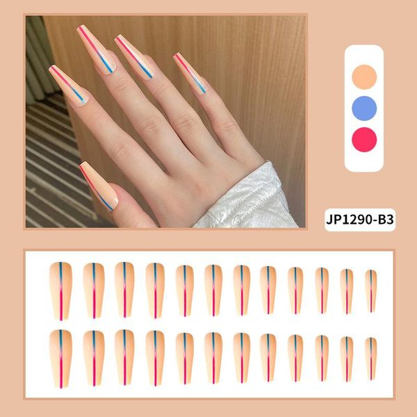 false nails 24pcs blue red lines nail patch glue type removable long paragraph fashion manicure save time faux ongles, Red;gold
false nails 24pcs blue red lines nail patch glue type removable long paragraph fashion manicure save time faux ongles, Red;gold