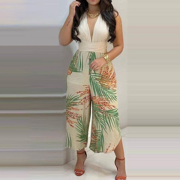 women's two piece pants 2021 arrival ladies summer suit tropical print two-piece wide leg halter top, White
women's two piece pants 2021 arrival ladies summer suit tropical print two-piece wide leg halter top, White