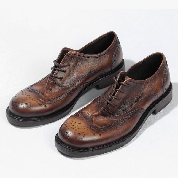 dress shoes vintage style men genuine leather brogue carved handmade cow breathable leisure, Black
dress shoes vintage style men genuine leather brogue carved handmade cow breathable leisure, Black