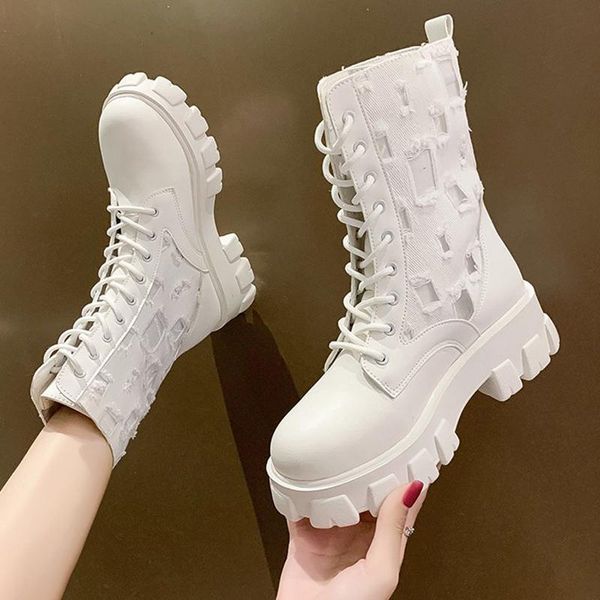 boots women motorcycle white personality stitching upper rock style thick bottom outdoor woman shoes round head ladies, Black
boots women motorcycle white personality stitching upper rock style thick bottom outdoor woman shoes round head ladies, Black