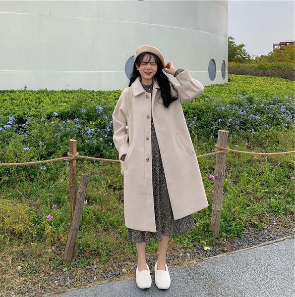 women's wool & blends retro mid-length woolen coat autumn and winter women coats, Black
women's wool & blends retro mid-length woolen coat autumn and winter women coats, Black
