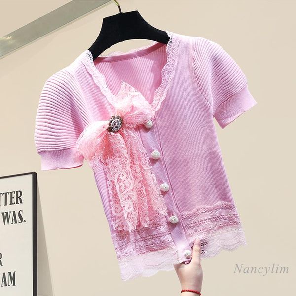 women's t-shirt v-neck lace stitching ice silk knitted t shirt for women short sleeveslim fit stretch female 2021 design cloth summer, White
women's t-shirt v-neck lace stitching ice silk knitted t shirt for women short sleeveslim fit stretch female 2021 design cloth summer, White