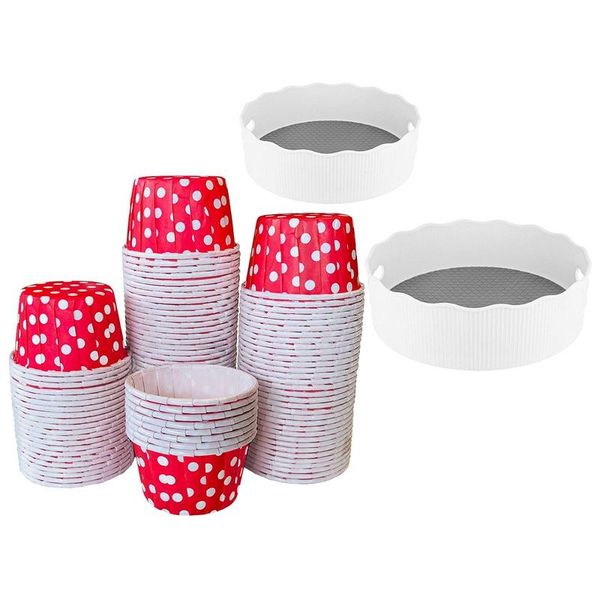 100x paper cupcake liner muffin cups, red dot 6x4.2cm with 2 pack deep spinning condiment storage bin
100x paper cupcake liner muffin cups, red dot 6x4.2cm with 2 pack deep spinning condiment storage bin