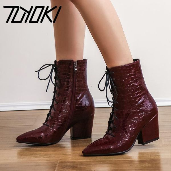 boots tuyoki fashion patent leather thick heels shoes women ankle pointed toe zipper office ladies footwear size 34-43, Black
boots tuyoki fashion patent leather thick heels shoes women ankle pointed toe zipper office ladies footwear size 34-43, Black