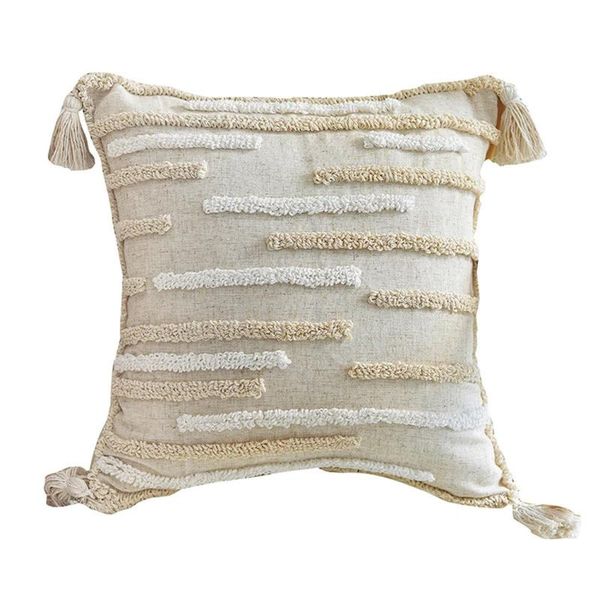 cushion/decorative pillow boho style cushion cover cotton linen tufted using tufting process there is a sense of three-dimensional tassles
cushion/decorative pillow boho style cushion cover cotton linen tufted using tufting process there is a sense of three-dimensional tassles
