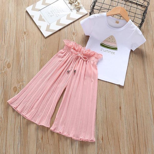 2021 2pcs/set kid's fashion suit for girls new summer clothes short sleeve t-shirt wide leg pants loose cuhk children costumes p315, White
2021 2pcs/set kid's fashion suit for girls new summer clothes short sleeve t-shirt wide leg pants loose cuhk children costumes p315, White