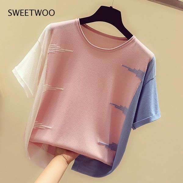 women's t-shirt pink o-neck t shirts women 2021 summer thin knitted casual woman t-shirts hit color tee shirt, White
women's t-shirt pink o-neck t shirts women 2021 summer thin knitted casual woman t-shirts hit color tee shirt, White