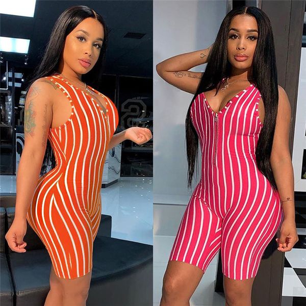 2020 women v-neck front zipper bodycon jumpsuit romper sleepwear sleeveless striped jumpsuit short romper bodysuit leotard, Black;white
2020 women v-neck front zipper bodycon jumpsuit romper sleepwear sleeveless striped jumpsuit short romper bodysuit leotard, Black;white
