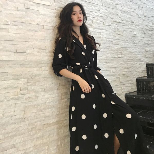 2021 spring summer women's korean style fashion v-neck ladies long casual half sleeve dot female new elegant wz8s, Black;gray
2021 spring summer women's korean style fashion v-neck ladies long casual half sleeve dot female new elegant wz8s, Black;gray
