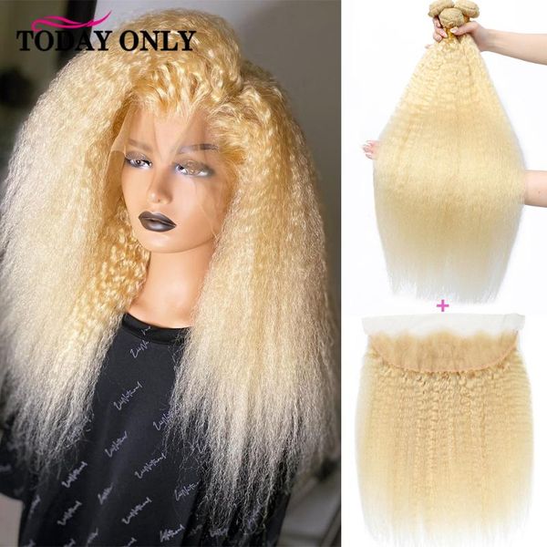 human hair bulks 613 blonde bundles with lace frontal kinky straight 100% closure remy, Black
human hair bulks 613 blonde bundles with lace frontal kinky straight 100% closure remy, Black
