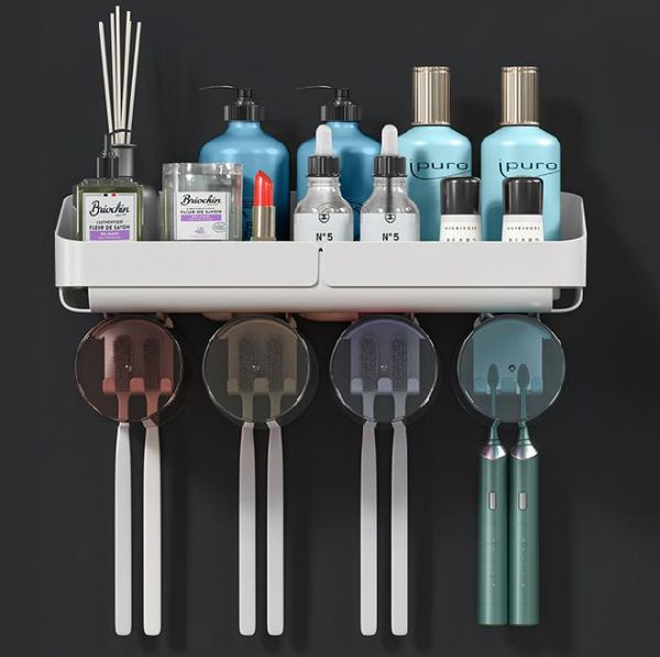 toothbrush holders bathroom rack storage shelf for accessories wall mounted holder with cup