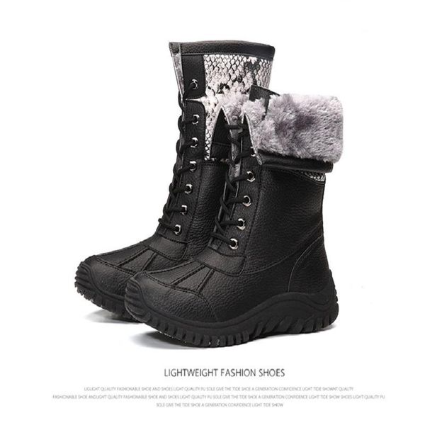boots 2021 winter ladies high-plus velvet warm snow outdoor sports size women's, Black