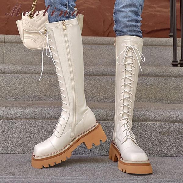 boots meotina women knee high genuine leather thick heel motorcycle lace up zipper ladies autumn winter beige, Black
boots meotina women knee high genuine leather thick heel motorcycle lace up zipper ladies autumn winter beige, Black