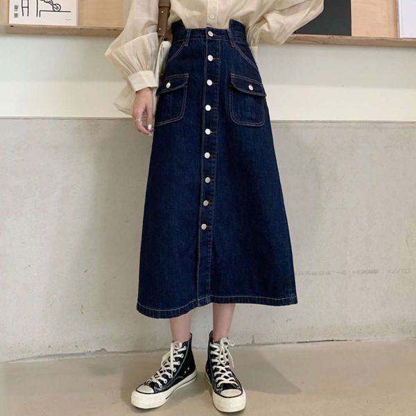 high waist covering crotch showing thin mid length women's 2021 spring new korean versatile washable loose denim skirt, Blue
high waist covering crotch showing thin mid length women's 2021 spring new korean versatile washable loose denim skirt, Blue