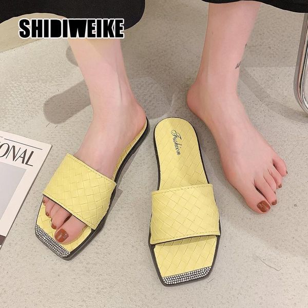 slippers woven crystal women slip slides flat luxury designer shoes square toe sandals female outdoor casual slipper vb125, Black
slippers woven crystal women slip slides flat luxury designer shoes square toe sandals female outdoor casual slipper vb125, Black
