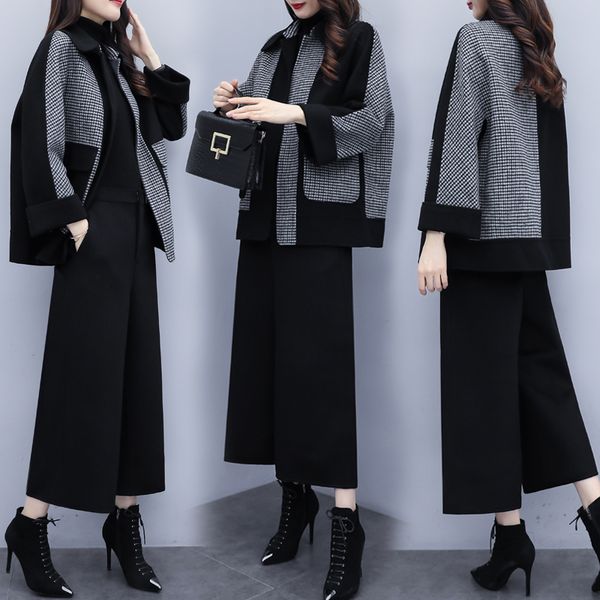big suit, new girl's winter wool, two-piece plaid jacket, leg, pants, ladies'suit, fall. c6i9, Gray
big suit, new girl's winter wool, two-piece plaid jacket, leg, pants, ladies'suit, fall. c6i9, Gray