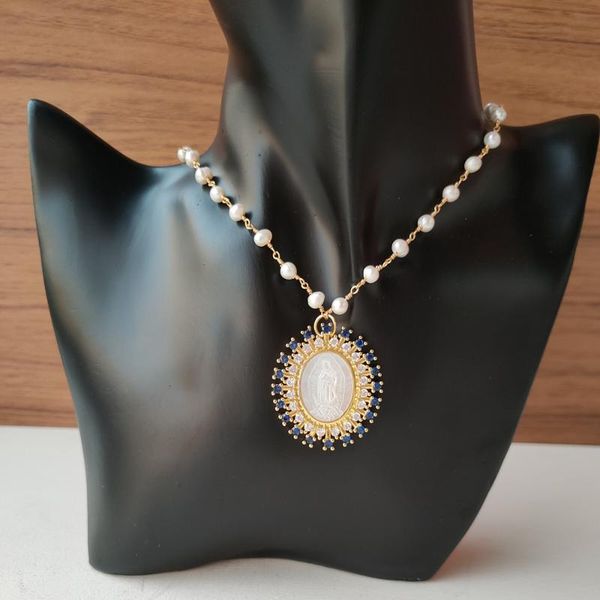 pendant necklaces 10pc 31x36mm natural freshwater pearl with oval gudalupe mother necklace blue cz mary guadalupe shell, Silver
pendant necklaces 10pc 31x36mm natural freshwater pearl with oval gudalupe mother necklace blue cz mary guadalupe shell, Silver