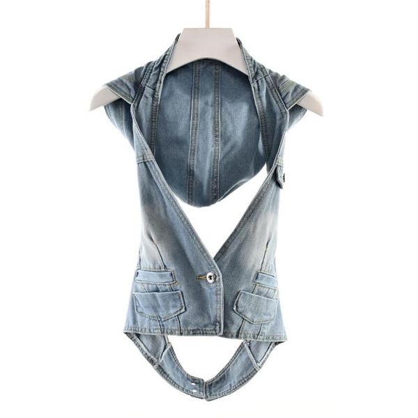 women's vests korean fashion hooded denim waistcoats women casual halter sleeveless jean jacket female slim veste femme coat s1180, Black;white
women's vests korean fashion hooded denim waistcoats women casual halter sleeveless jean jacket female slim veste femme coat s1180, Black;white