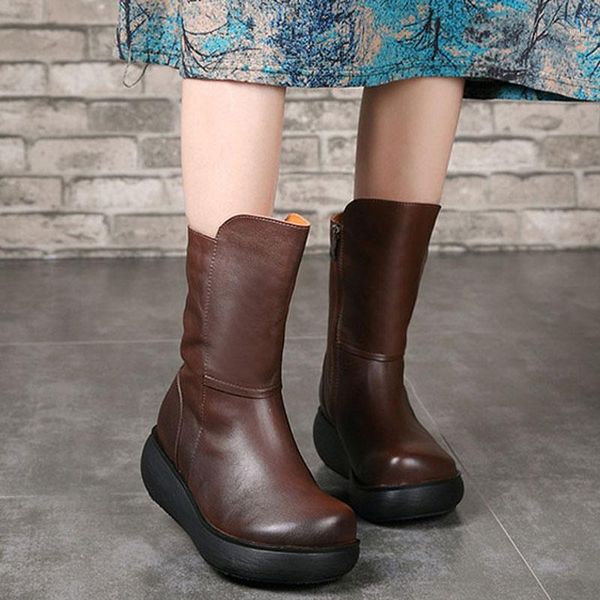 boots round head sen retro art women's high wedges thick bottom layer cowhide shoes leather autumn and1, Black
boots round head sen retro art women's high wedges thick bottom layer cowhide shoes leather autumn and1, Black
