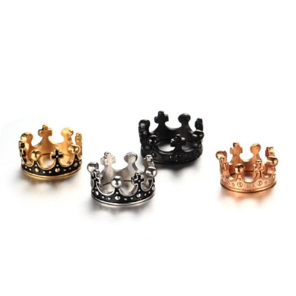 cluster rings four colors men 's punk fashion trend stainless steel ring retro crown titanium, Golden;silver
cluster rings four colors men 's punk fashion trend stainless steel ring retro crown titanium, Golden;silver