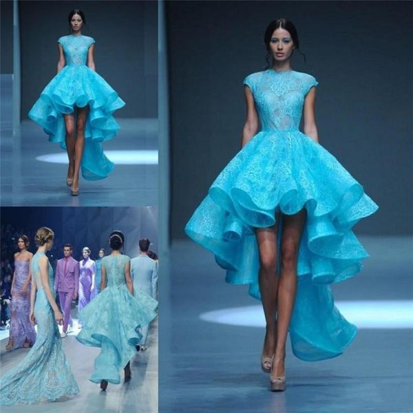 party dresses 2021 fashion blue high-low organza evening jewel neck short lace celebrity dress, White;black
party dresses 2021 fashion blue high-low organza evening jewel neck short lace celebrity dress, White;black