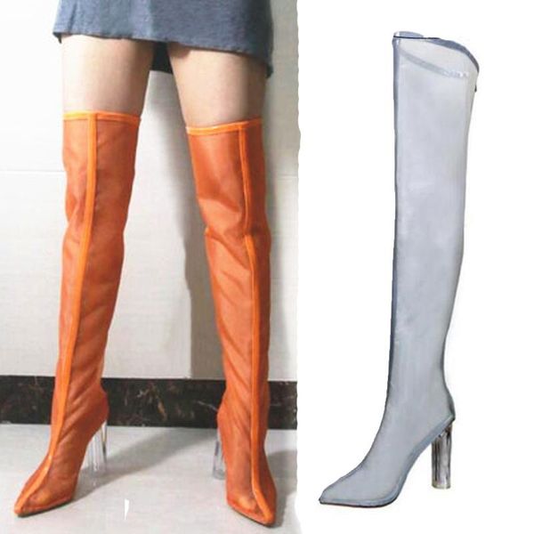 boots 2021 transparent heel over the knee net women pointed toe short summer autumn women's shoes plus size 43 44, Black
boots 2021 transparent heel over the knee net women pointed toe short summer autumn women's shoes plus size 43 44, Black