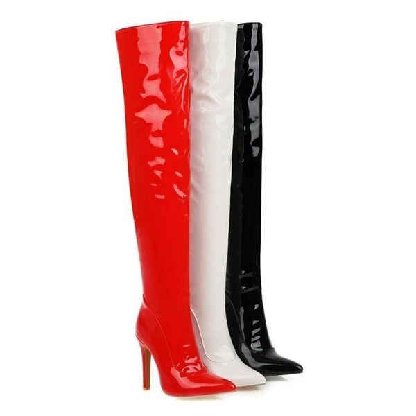 dress shoes 2021 steel pipe dance boots patent leather large size side zipper high heels, Black
dress shoes 2021 steel pipe dance boots patent leather large size side zipper high heels, Black