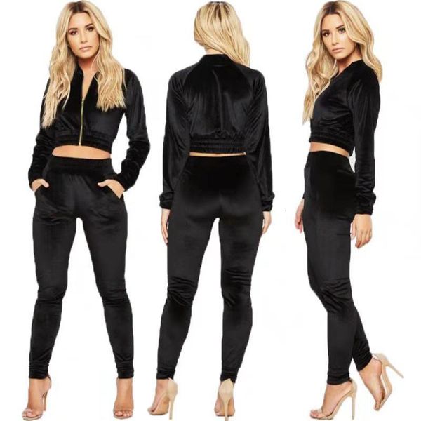 2021 new solid color zipper crop trousers women casual suit autumn simple style european and american fashion 2 piece set 9j19, Gray
2021 new solid color zipper crop trousers women casual suit autumn simple style european and american fashion 2 piece set 9j19, Gray