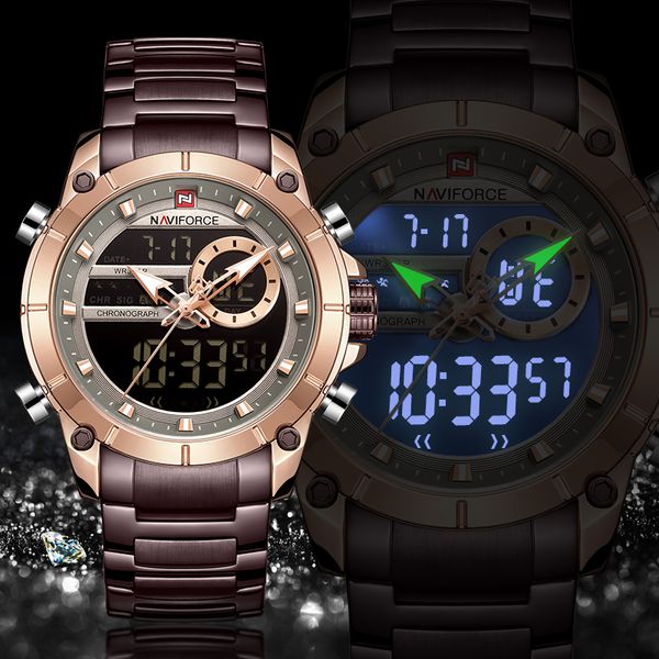 naviforce men watch luxury brand mens sports military watches full steel waterproof quartz digital clock relogio masculinog, Slivery;brown
naviforce men watch luxury brand mens sports military watches full steel waterproof quartz digital clock relogio masculinog, Slivery;brown