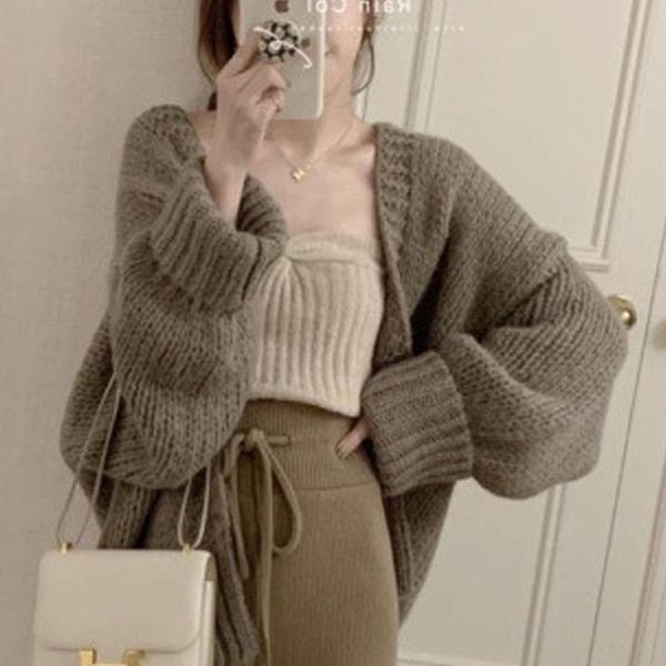 women's knits & tees limiguyue spring autumn women cardigan loose casual solid mohair sweaters korean elegant jacket gentle knitted in, White
women's knits & tees limiguyue spring autumn women cardigan loose casual solid mohair sweaters korean elegant jacket gentle knitted in, White