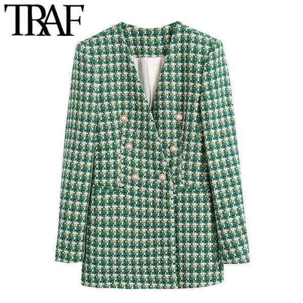 traf women fashion double breasted tweed blazer coat vintage long sleeve welt pockets female outerwear chic veste femme 211116, White;black
traf women fashion double breasted tweed blazer coat vintage long sleeve welt pockets female outerwear chic veste femme 211116, White;black