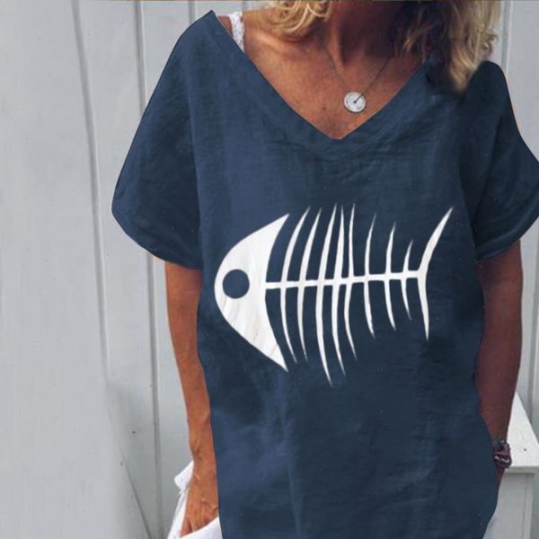 2021 summer women blouse funny fish bone print short sleeve shirt tunic blusas mujer loose womens and blouses, White
2021 summer women blouse funny fish bone print short sleeve shirt tunic blusas mujer loose womens and blouses, White