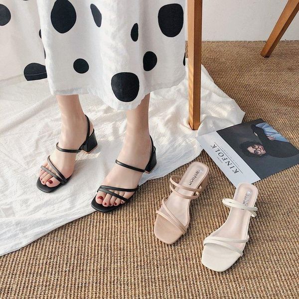 sandals large size women's middle heel thick 2021 wear one of shoes for 41-43, Black
sandals large size women's middle heel thick 2021 wear one of shoes for 41-43, Black