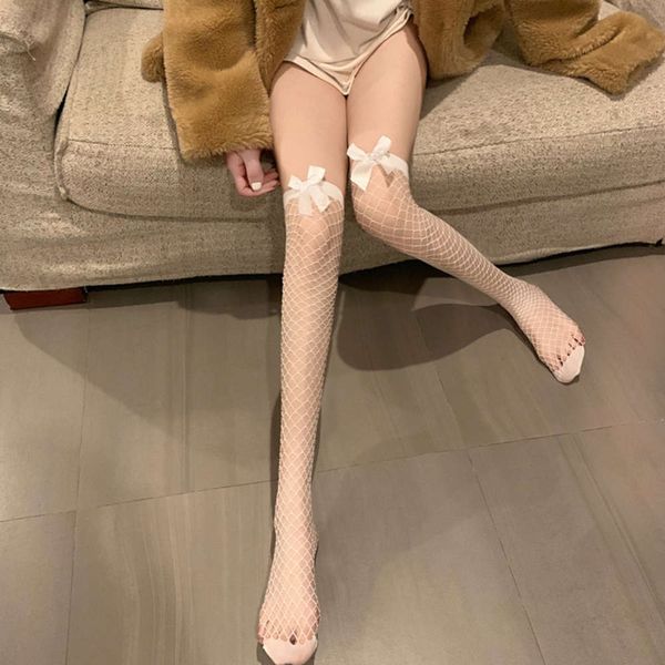 hollowed out fishing net socks women's spring and autumn thin white high tube bow middle red silk stockings, Black;white
hollowed out fishing net socks women's spring and autumn thin white high tube bow middle red silk stockings, Black;white