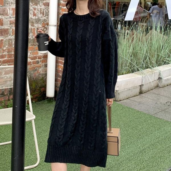 casual dresses women knitted long sleeve o neck black apricot elegant ladies autumn winter warm sweater robe twist midi vestidos, Black;gray
casual dresses women knitted long sleeve o neck black apricot elegant ladies autumn winter warm sweater robe twist midi vestidos, Black;gray