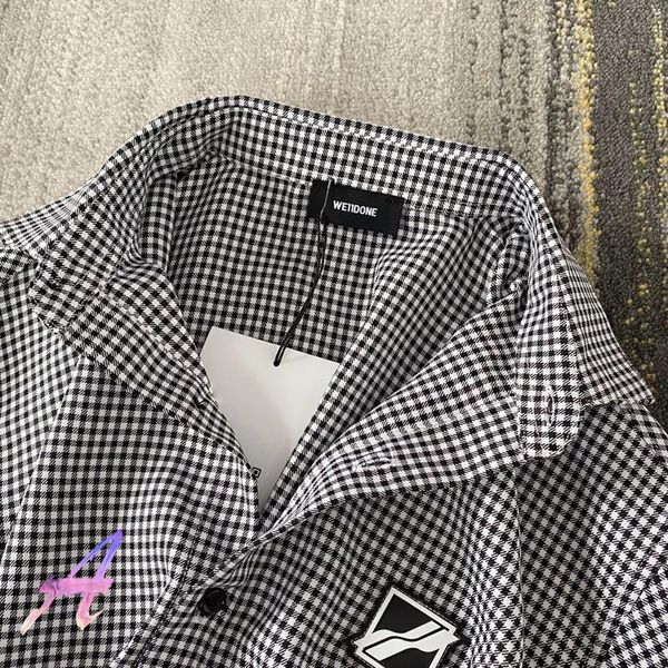 men's jackets we11done chest design shirt men women same black and white small plaid thin welldone long-sleeved, Black;brown
men's jackets we11done chest design shirt men women same black and white small plaid thin welldone long-sleeved, Black;brown