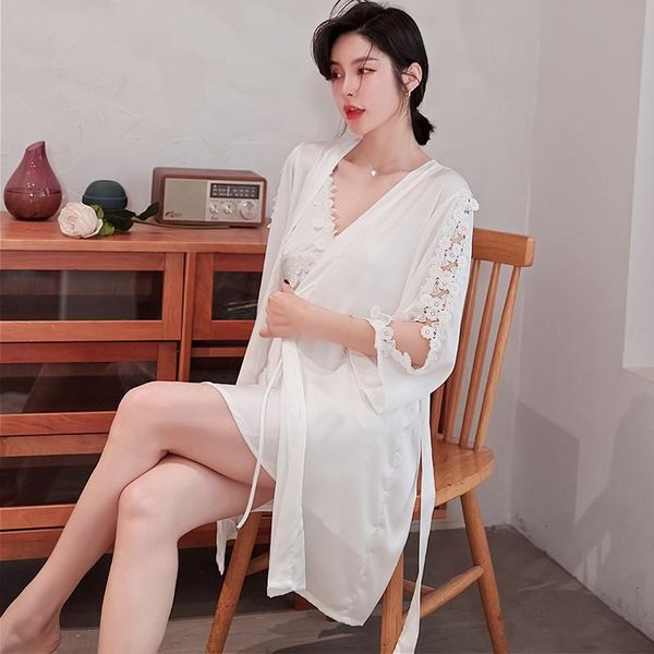 women's sleepwear wedding robe set women suit summer short kimono gown appliques casual bathrobe satin nightwear intimate lingerie, Black;red
women's sleepwear wedding robe set women suit summer short kimono gown appliques casual bathrobe satin nightwear intimate lingerie, Black;red