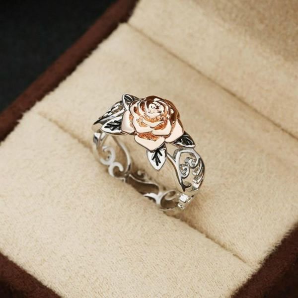 wedding rings retro silver engagement ring rose gold color flower for women double female size 4-12, Slivery;golden
wedding rings retro silver engagement ring rose gold color flower for women double female size 4-12, Slivery;golden